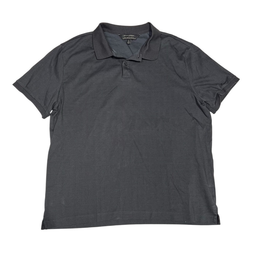 Banana Republic Charcoal‎ Herringbone Polo Shirt Short Sleeves
